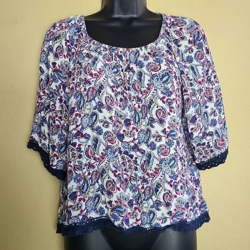 Daniel Rainn Boho Floral and Paisley Top